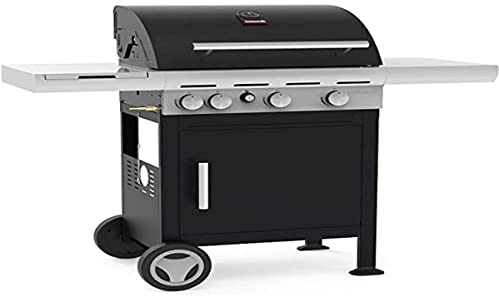 Barbecook Spring 3212 barbecue a gas con tavolino fisso, 3 bruciatori e bruciatori laterali, griglie in ghisa smaltata, 133 x 57 x 115 cm