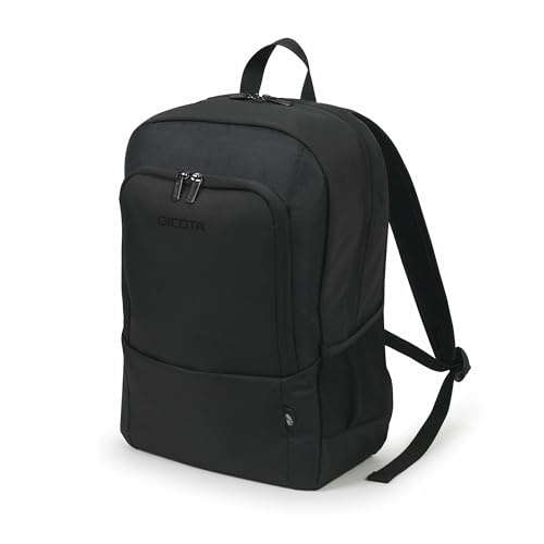 DICOTA Eco Backpack BASE 15-17.3 - Leggero zaino per computer portatile con imbottitura protettiva e spazio di stoccaggio, colore nero