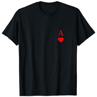 Ace of Hearts Spielkartensymbol und Buchstabe T-Shirt