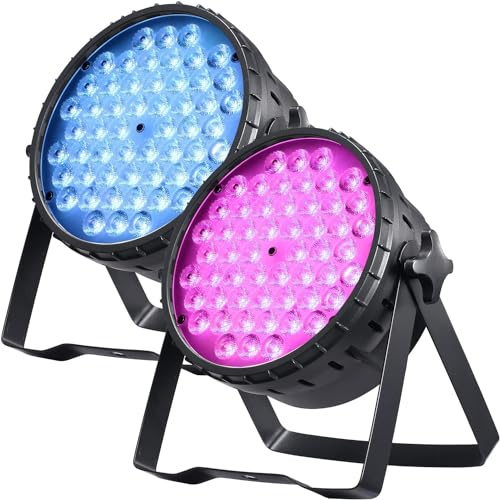BETOPPER 150W DJ Lumière Soirée DMX LED Par 54x3W RGB Jeu de Lumière Effet Spot Projecteur Son Activé Éclairage Scène Discothèque Stroboscope pour Fête Mariage Bar Club Disco Concert 2 pièces LPC015