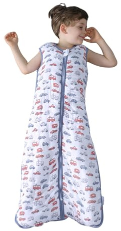 TADO MUSLIN Toddler Sleep Sack 2.5 TOG, 70% Rayon from Bamboo and 30% Cotton Baby Wearable Blanket Winter 2.5 TOG Sleeping Sacks with 2‑Way YKK Zipper Warm Soft Sleeping Bag Cars Truck (2-4T)