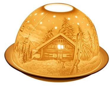 Photophore Dôme en porcelaine - Chalet Hiver Dani Créations