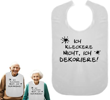 Cre9tive Ich kleckere nicht, ich dekoriere - Geschenk zur Rente - Lustiges Lätzchen für Erwachsene Ess-Schürze Essschürze Kleidungsschutz wasserdicht ID: 002
