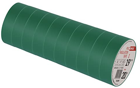 EMOS PVC-Isolierband Grün 10er Pack, 19mm x 20m, 0,13mm Bandstärke, selbstklebend, hohe Spannungsfestigkeit und Anwendungstemperaturbereich, UV-beständig, wasserdichte Verbindung, ohne Textilgewebe