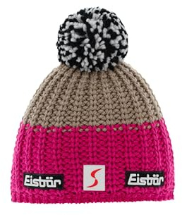 Eisbär Refocus Skipool Tofsmössa Damer - Made in the EU vintermössa ullmössa skidmössa med foder, foder Vinter höst-vinter - One Size pink