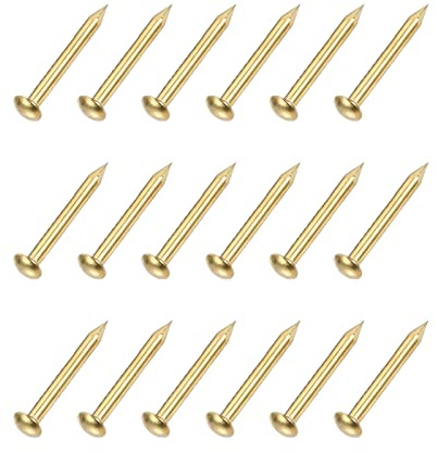 METALLIXITY Piccoli Chiodi (1,2x12mm) 200pz, Ottone Piccoli Ferramenta Chiodi - per Casa Lavorazione Legno, Ottone Tono