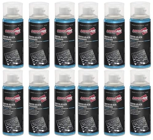 12 Bombolette Soffio ad alta pressione spray, capacità 400 ml, aria compressa a spray per pulire efficacemente sporco e polvere da tastiera, computer, con Cannuccia in dotazione