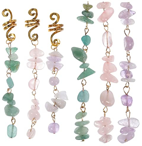 Beavorty 6stücke Teiliges Dreadlock Haarschmuck Bunte Haarspiralen Mit Jade Anhängern Leichte Haarschmuck Ringe Für Zöpfe Und Dreadlocks Modische Haar-deko Für Frauen Und Mädchen