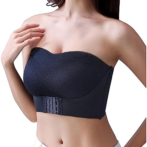 Strapless Bras for Women,Full Support Non-Slip Convertible Bandeau Bra, Women Push up Bandeau Bra