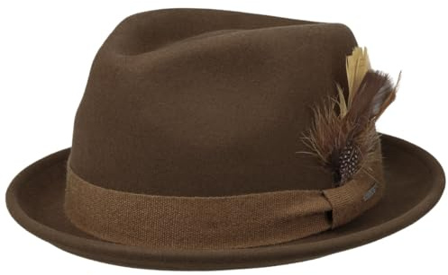 Stetson Guilford Player Wollhut Einfarbiger Wollfilz Wasserabweisend Unisex Herbst Winter Dunkelbraun XL (60-61 cm)