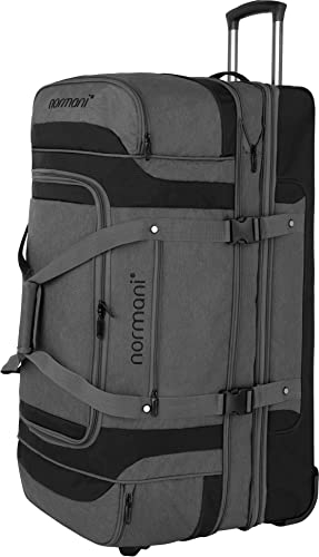 Reisetasche 2-Rad Trolley 120-150 Liter Weichgepäck Travel Bag mit Rollen und 6 Fächern - erweiterbarer Reisetrolley - Rolltasche Sporttasche 81x39x39/47 cm Farbe Grau/Schwarz Größe 120-150 Liter