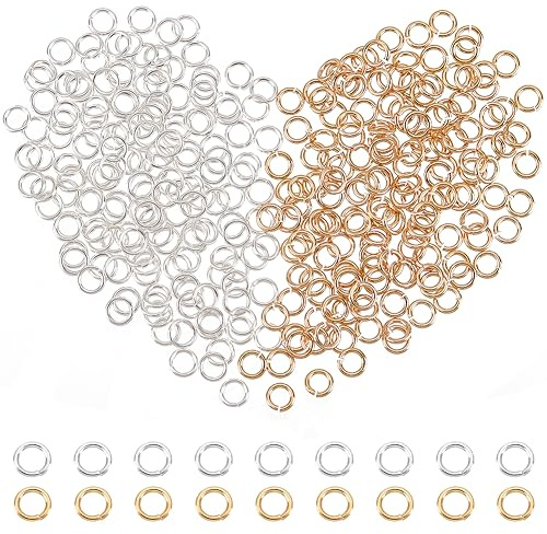Beebeecraft 1 Box 300 Stück 2 Farbe Single Loop Biegeringe Messing Offene Kleine Kreisrahmen Schlüsselanhänger Glieder Verbindungsringe Für Die Herstellung von Armbändern, Halsketten Und Schmuck