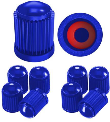 Pitlane Performance® 10 Tappi Coprivalvola per Pneumatici – Compatibili con Auto, SUV, Moto, Bici – Coperture Valvola Schrader Resistenti con Guarnizione Interna (Blu)