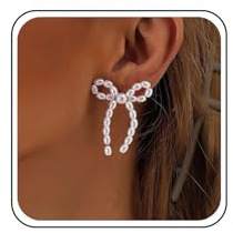 TseenYi Vintage Perlenschleife Ohrringe Schleife Perlen Ohrringe Gold Perle Bowknot Ohrringe Perle Ohrringe Perle Schleife Ohrringe Braut Schleife Knoten Tropfen Ohrringe Schmuck Für Frauen