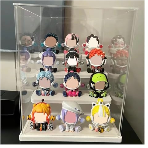 Acryl Vitrine Extra groß Puppen-Action-Figur Klarsicht-Acryl-Display-Box für Sammlerstücke, Plastik Hohe Transparenz Würfel-Staubschutz-Vitrine, Alternative Glasvitrine ( Color : White base , Size : 4