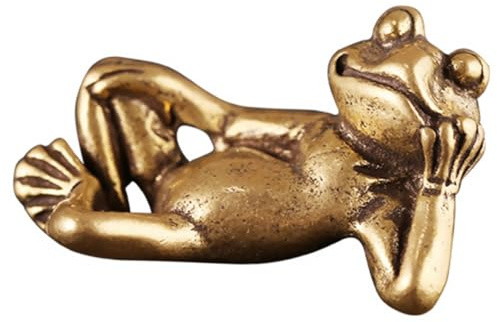 ABOOFAN Vintage Messingfrosch Sammlerfiguren Dekorative Messingfigur im Goldton Kunsthandwerksfigur für Regal und Heimbüro Geschenk | 1 Stück, Dekorativ und Geschenk Geeignet, Retro Design, Passende Figur für Zuhause
