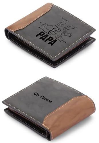 ALBERTBAND Herren Geldbörse mit Namen Foto Gravur Vatertagsgeschenk für Papa Personalisiert Portmonee Geschenk (Text-5 Name)