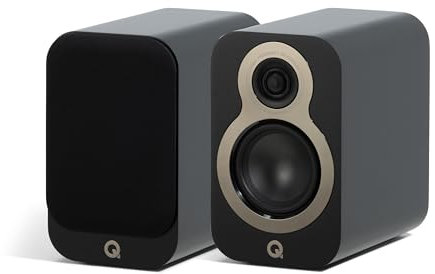 Q Acoustics 3010c - Coppia di altoparlanti compatti da scaffale, colore nero satinato, tipo a 2 vie, driver bassi da 4, tweeter da 0,9, altoparlanti stereo/altoparlanti passivi per sistema audio