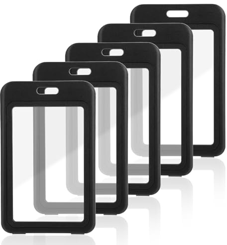 Wanmu Ausweishülle Vertikale, 5 Stück Durchsichtige Kartenhülle mit doppelseitigen Fenstern Badge Holder Karten für Ausweishalter ausweishüllen Scheckkartenhülle ID Card Holder