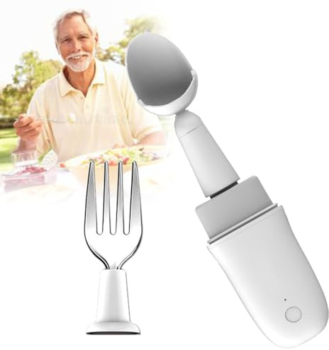 Cuchara para Parkinson para Temblores de Manos, Cuchara Estable con Kit de Elevación Inteligente Autoestabilizador para Pacientes con Parkinson