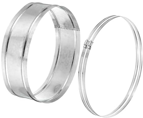 PATIKIL 300mm/12 Duct Connector, Galvanized Steel Duct Coupling Vent Coupler Dryer Pipe Coupling Hose Extension Connector with Duct Clamps for HVAC Exhaust Fan Vent Systems, 4 Long