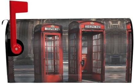 British Phone Booth Print Mailbox Cover Durable Oxford Cloth for American Standard & Large Size Mailboxes