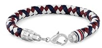 Tommy Hilfiger Jewelry Bracciale in Pelle Intrecciata da Uomo Rosso, Bianco e Blu - 2790633