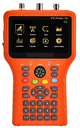 HEALBYBLE V8 Finder Pro Buscador de señal de satélite Medidor DVB-S2/T2/C Combo HD Digital Satfinder H.265 HEVC MPEG-4 Señal terrestre,Larga Espera(V8 Finder Pro)