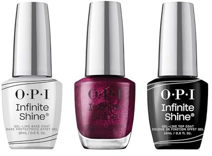 OPI Infinite Shine Set (3 x 15 ml): Base Coat + Vamp Champ + Gel-ähnlicher Top Coat – mit vorgehärteter Gel-Technologie & OPI extra breitem Pro-Wide Pinsel