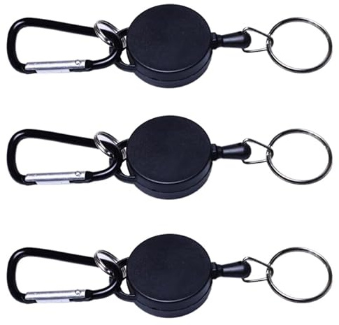 FRCOLOR Porte-Clés Rétractable Enrouleur De Clé Rétractable 3 Pièces Lanière Porte-Clés Pour Trousseau De Sport Randonnée Et Usage Quotidien