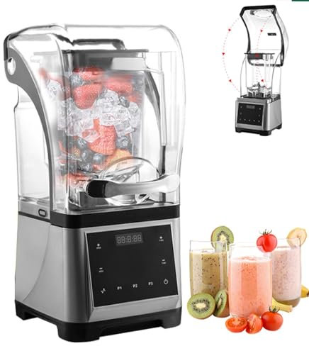 Macchina per Ghiaccio tritato Commerciale, frullatore Professionale da 2200 W, Macchina per Ghiaccio tritato elettrica, frullatore per frullati con Supporto e Coperchio Silenzioso, per Feste e riunio