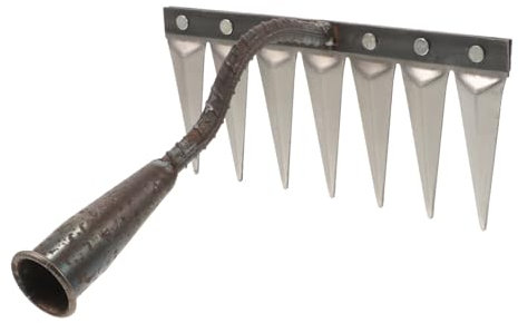 FUNOMOCYA Rastrello a Mano Attrezzo da Giardino 7 Denti in Metallo Resistente, Coltivatore Manuale per Aiuole e Diserbo, Piccolo Rastrello Portatile per Giardinaggio Quotidiano e Cura
