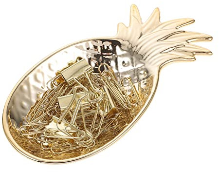 Holibanna Plateau De Présentation Et Rangement Ananas Doré En Céramique Galvanisée Multifonction, Décoratif Et Pratique Pour Fruits Et Collations, Usage Bureau Et Maison, Taille Moyenne Antidérapant