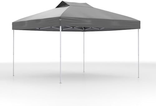 COSTWAY Carpa Plegable 2,95 x 2,95m, Altura Ajustable, Pergolas de Jardin Pop up con 1 Cerradura Central, Bolsa de Transporte, Gazebo Pabellón Plegable Camping Fiesta (Gris)