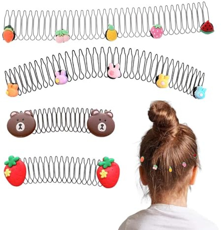 VONJUMA 4 Stück Cartoon Haarbänder Für Frauen Mit Zahnkamm Rutschfeste Hartplastik Stirnbänder Voll Kreisförmig Stretch Kamm Für Mädchen Frauen Elastische Haarspangen In Gewellter Form