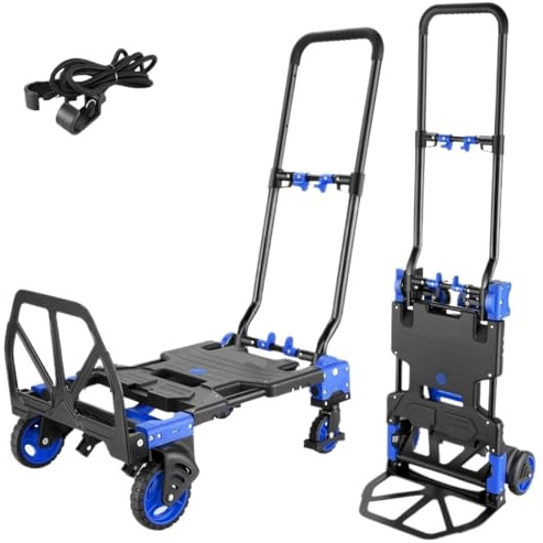 GTOULHH Carrello Portapacchi Trasloco Combinazione di Trasporto di Carrello Convertibile A Quattro Ruote E Due Ruote Bagagli(Blue)