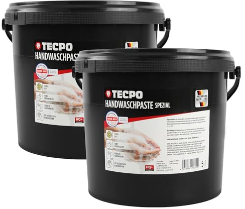 TECPO Handwaschpaste HQ+ 10 Liter Handreiniger Hautpflege Reinigungspaste hautschonend Reinigung Seife gegen starke hartnäckige Verschmutzungen wie Öl, Fett, Kfz und Werkstatt