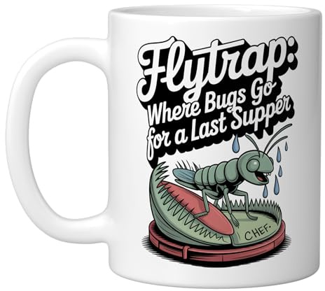 Venus Flytrap Bug Catcher Carnivorous Plant Humor Ceramic Mug, White