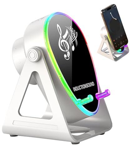 Altoparlante a induzione, amplificatore audio stereo, rotazione di 180 gradi con luce per cellulare, supporto per caricabatterie, regalo per Natale, compleanno, calza della Befana, regalo per uomini