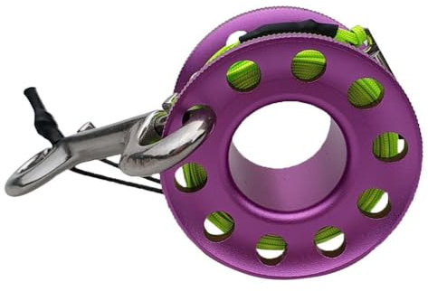 wueiooskj Carrete de Buceo ABS de Amplia aplicación con Mecanismo Bloqueo Acero Inoxidable, Longitud 15 m, Accesorio Seguridad, Clips Doble Extremo Acero Inoxidable, Bucle línea