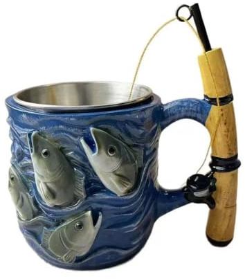 Angler's Dream Ceramic Mug 300ML Strange Fishing Rare Coffee Mugs Fishing Drinkin Beer Camping Party Handle Special Rod