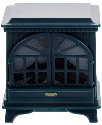 Kisangel Cheminée Miniature Décorative Verte en Plastique pour Maison de Poupée, Modèle Lumineux Bois Factice, Accessoire pour Bricolage et Décoration de Mini-Maison, pour Scènes