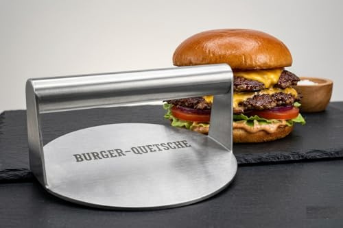 Smash Burger Presse Gusseisen – Grillpresse für Pfanne & Grill Edelstahl BB | Hochwertiges, extrem robustes Material mit ergonomischem Griff,hält garantiert ein Leben lang.Schnelle und einfache Reinigung
