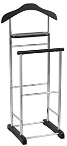 Proman Products Twin Valet with Wooden Hanger Tray & Trouser Bar, Black