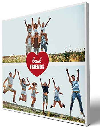 wandmotiv24 Leinwandbild 260 g/m ² - Foto-Collage mit 2 Fotos - Fotogeschenk für Beste Freunde - Geschenk für Freund und Freundin - Kunstdruck quadratisch 40x40cm (BxH) - Best Friends - M0051