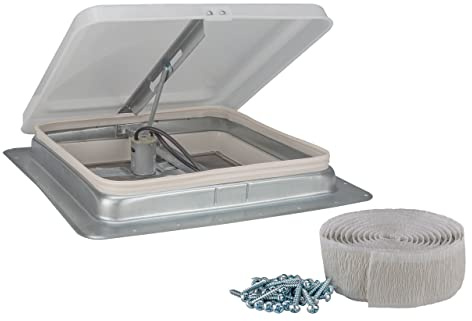 RecPro 14 RV Roof Vent Kit w/Butyl Tape w/12 Volt Fan | White | #71112-C | RV Replacement Vent (1 Pack)