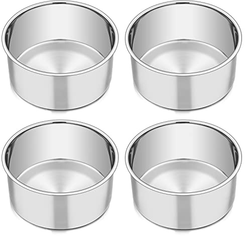 Homikit 6 Inch Cake Tin Set of 4, Deep Stainless Steel Cake Pans Mould