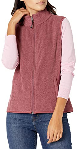 Amazon Essentials Women's Classic-Fit Sleeveless Polar Soft Fleece Vest, Burgundy Heather, 5X