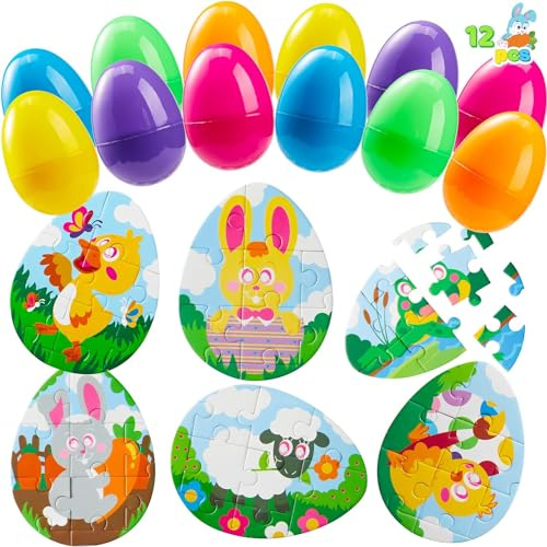 JOYIN 12 Pcs Ostereier Jigsaw Puzzle für Ostereiersuche Zubehör, Schule Klassenzimmer Aktivitäten Belohnungen, Ostern Party Geschenke, Osterkorb Füller