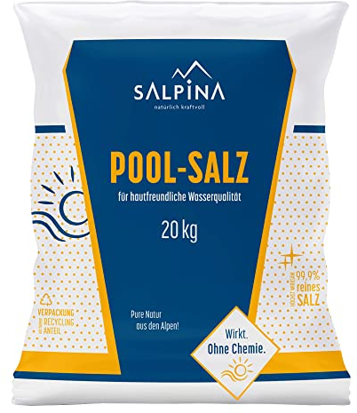 1 x SALPINA Poolsalz 20kg ohne Trennmittel im Sack für Salzwasser-Pool & Schwimmbad I hochreines Siedesalz (99,9% NaCl) I schnell löslich, geeignet für alle Salz-Elektrolyseanalgen/Chlorinatoren